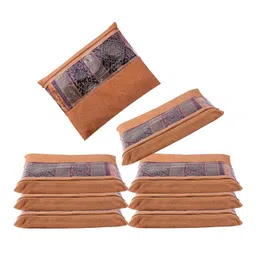 JD FRESH 8 Pcs Non-Woven Saree Covers with Zip - Orange-picture-12