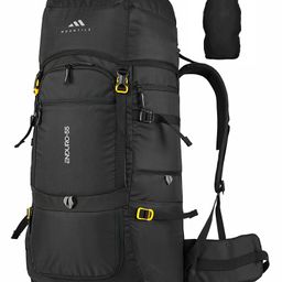 MOUNTILE ENDURO 55L Travel Backpack with Water Proof Rain Cover, Shoe Compartment Camping Hiking Rucksack Trekking Bag BLACK MTL05-image-58