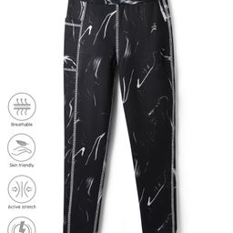 Pine Active Knit Full Length Super Stretch Printed Leggings - Black-image-91
