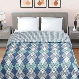Myntra Elegant Homes Blue & Black Geometric AC Room 350 GSM Double Bed Comforter-image-46