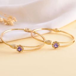 DIVASTRI Set Of 2 Gold Plated Stone Studded Bangles Adjustable Bangles-image-10