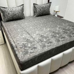 Pure Decor Royal Majestic Grey Floral 330 TC Cotton King Bedsheet Set 2.74 m x 2.74 m-picture-38