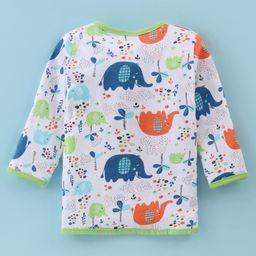 OHMS Single Jersey Knit Full Sleeves Front Open Jhablas with Bear & Rocket Print Pack of 5 - White Peach & Grey image 3