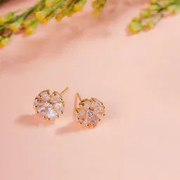 Opal Touch Set Of 3 Gold-Plated Cubic Zirconia Floral Shaped Changeable Studs image 2
