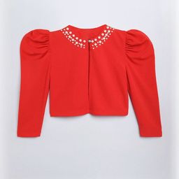Hopscotch Kids-Girls Red Polyester Pearl Embellished Shrug-picture-14