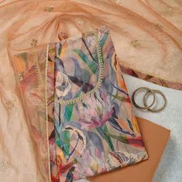 Koskii Organza Unstitched Dress Material-picture-11