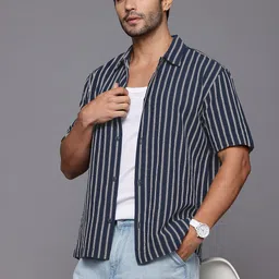 NEXT Horizontally Striped Pure Cotton Shirt-image-60