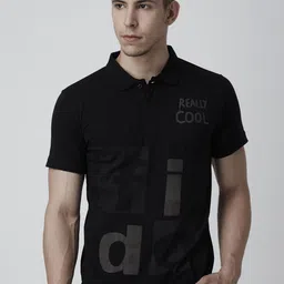 YAK YAK Men Black Printed Polo Collar Slim Fit T-shirt-picture-10