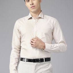Park Avenue Slim Fit Checked Pure Cotton Formal Shirt-image-97