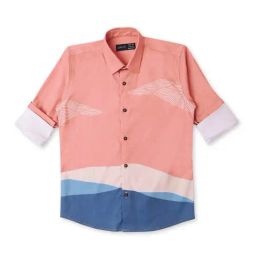 Cavio Kids Peach Cotton Printed Full Sleeves Shirt-image-67