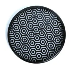 Crayton Black & White Round MDF Serving Tray - Set of 1-15