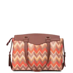 Zouk Tidal Wave Orange Jute Printed Tote Handbag image 3