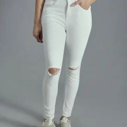High Star White Distressed High Rise Jeans-image-46