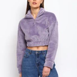 Cover Story Lavender Regular Fit Crop Sweatshirt-picture-38