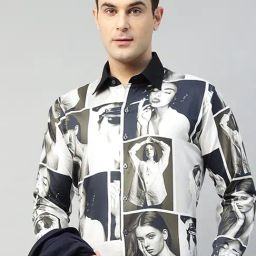 Hancock White Slim Fit Printed Shirt-image-43