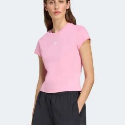 Adidas Originals Pink Cotton Slim Fit Logo Printed T-Shirt-picture-34