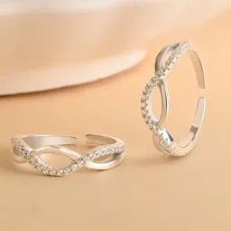 Touch925 Silver Infinity CZ Design Band Toe Ring for Women-picture-4