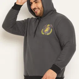 Bigbanana Men Plus Size Dark Grey Solid Regular Fit Sweatshirt image 3