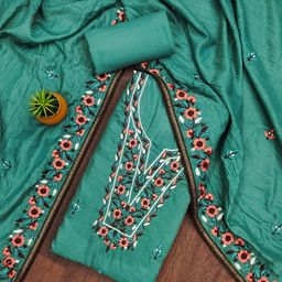 SHADOW & SAINING Embroidered Pure Cotton Unstitched Dress Material-image-70