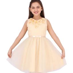 Cutecumber Kids Cream Solid Dress-picture-15