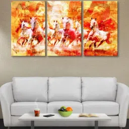 999Store Orange Running Horses Art 3 Frame Canvas Paintings-26