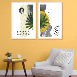 999Store White & Black Printed Abstract Tree Mountain Wall Painting-35
