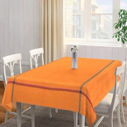 Klotthe Orange Cotton 200 GSM 6 Seater Table Cover - Set of 1-image-98