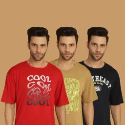 Vimal Jonney Multicolor Regular Fit Printed Crew T-Shirt - Pack of 3-image-18
