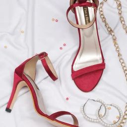 Flat N Heels Women's Maroon Ankle Strap Stilettos-31
