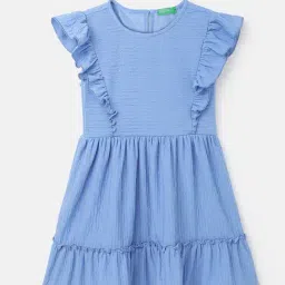 United Colors of Benetton Kids Sky Blue Solid Dress-picture-26