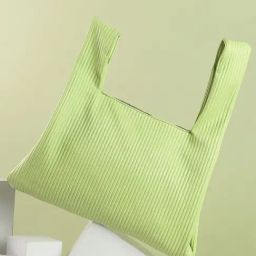 HauteSauce Green Striped Medium Handheld Handbag-8