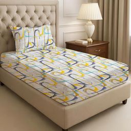 IVAZA Yellow Floral 210 Pure Cotton Single-image-92