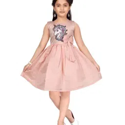 Aarika Kids Peach Patch Work Frock-image-3