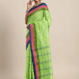 Kalakari India Green Cotton Woven Saree With Unstitched Blouse-picture-47