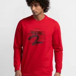 Spykar Red Cotton Slim Fit Printed Sweatshirt-31