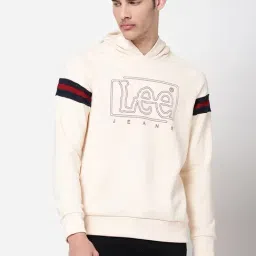 Lee Cream Regular Fit Printed Hooded SweatShirt-45