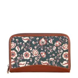 ZOUK Blue Printed Zip Around Wallet for Women-image-23