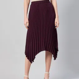Marie Claire Wine High-Low Midi Skirt-image-94