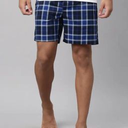 Levi's Blue Cotton Regular Fit Checks Boxers-picture-37