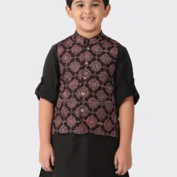 Fabindia Kids Black Cotton Printed Jacket-image-51