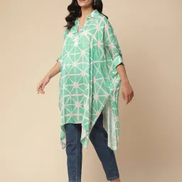 aarke Ritu Kumar Green Printed Kaftan Kurti image 3