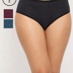 Clovia Black & Blue Cotton Polka Dots Panty - Pack of 3-image-13