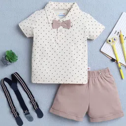 BUMZEE Boys Printed Polo Pure Cotton T-Shirt With Shorts & Suspender-image-35