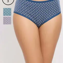 Clovia Blue Cotton Printed Panty - Pack of 3-picture-43