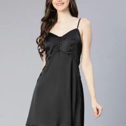 Oxolloxo Black Regular Fit Skater Dress-image-59