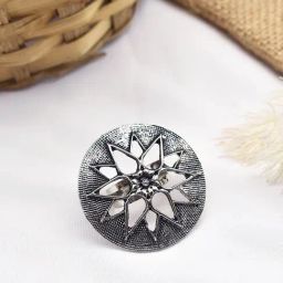 Teejh Ethnic Drishya Silver Oxidized Rings for Women-35