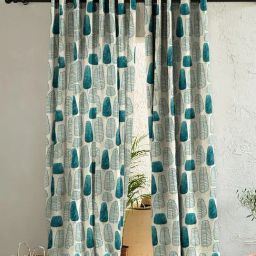 SPACES DRAPE STORY Elegent Grey & Green Polyester 9 ft Long Door Curtain - Set of 2-14