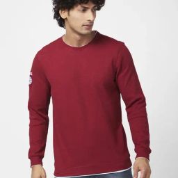 Spykar Deep Red Slim Fit Printed Sweatshirt-picture-14