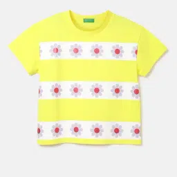 United Colors of Benetton Kids Yellow Floral Print T-Shirt-picture-24