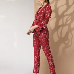 KASSUALLY Red Printed Co-Ord Set image 3